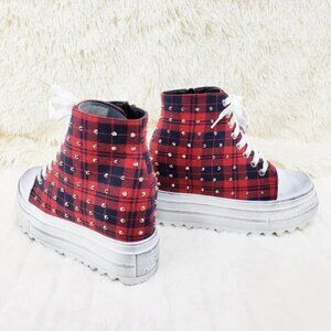 Plaid Platform Goth Punk Ankle Sneaker Boots